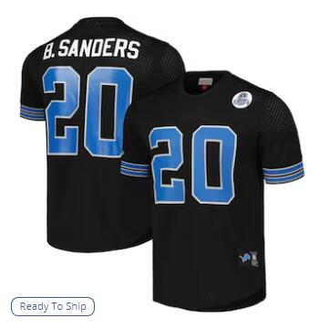 Barry Sanders Detroit Lions Mitchell & Ness Retired Player Name & Number Mesh Top - Black