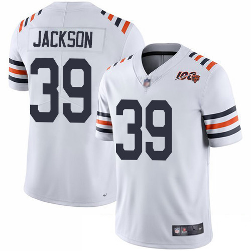Bears #39 Eddie Jackson White Alternate Men's Stitched Football Vapor Untouchable Limited 100th Season Jersey