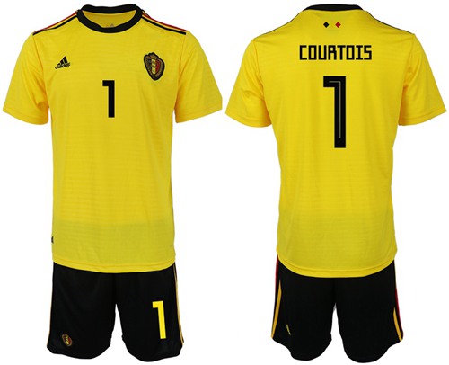 Belgium #1 Courtois Away Soccer Country Jersey