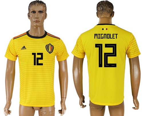 Belgium #12 Mignolet Away Soccer Country Jersey