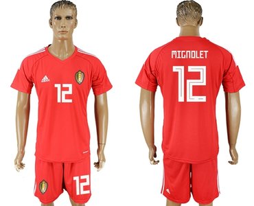 Belgium #12 Mignolet Red Goalkeeper Soccer Country Jersey