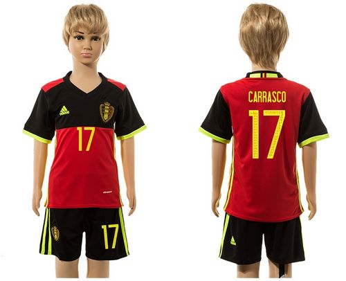 Belgium #17 Carrasco Red Home Kid Soccer Country Jersey