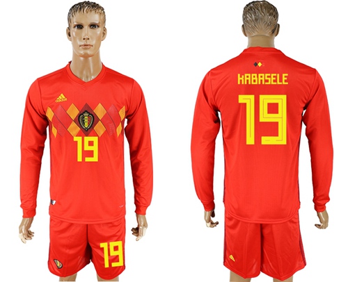 Belgium #19 Kabasele 2018 FIFA World Cup Red Home Long Sleeves Soccer Country Jersey