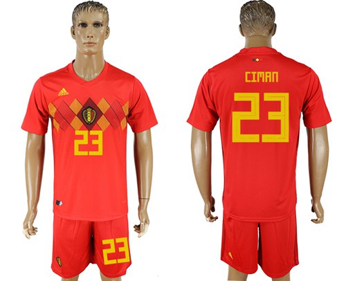 Belgium #23 Ciman Red Soccer Country Jersey
