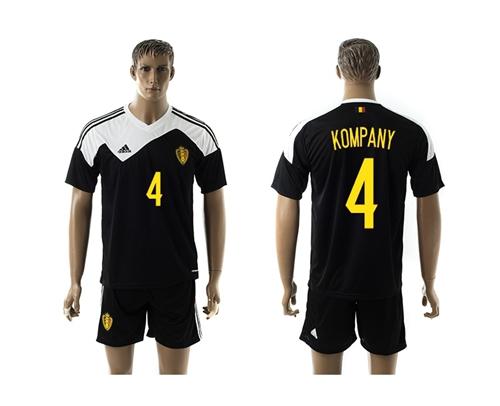 Belgium #4 Kompany Black Away Soccer Club Jersey