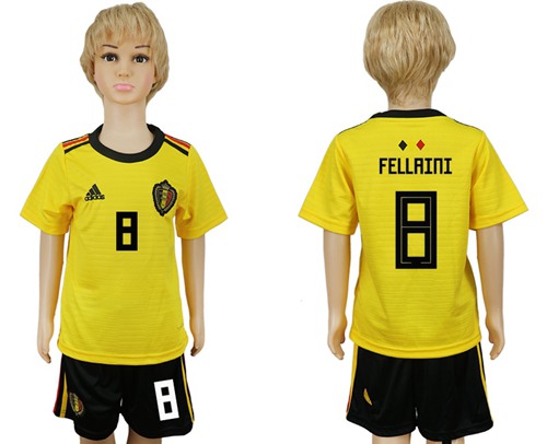 Belgium #8 Fellaini Away Kid Soccer Country Jersey