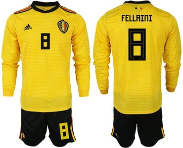 Belgium #8 Fellaini Away Long Sleeves Soccer Country Jersey