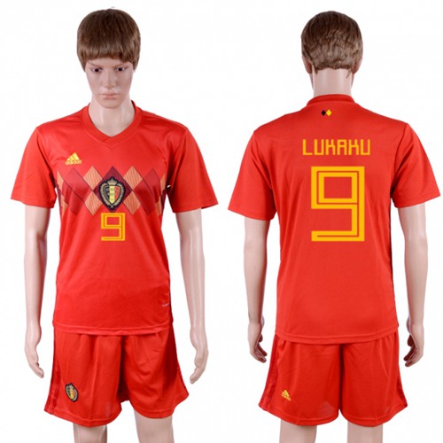 Belgium #9 Lukaku Red Soccer Country Jersey$