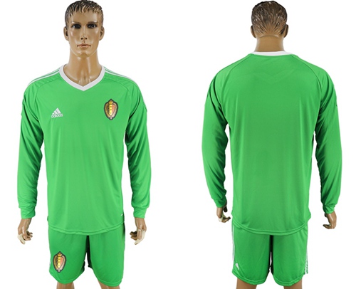 Belgium Blank Green 2018 FIFA World Cup Long Sleeves Goalkeeper Soccer Country Jersey
