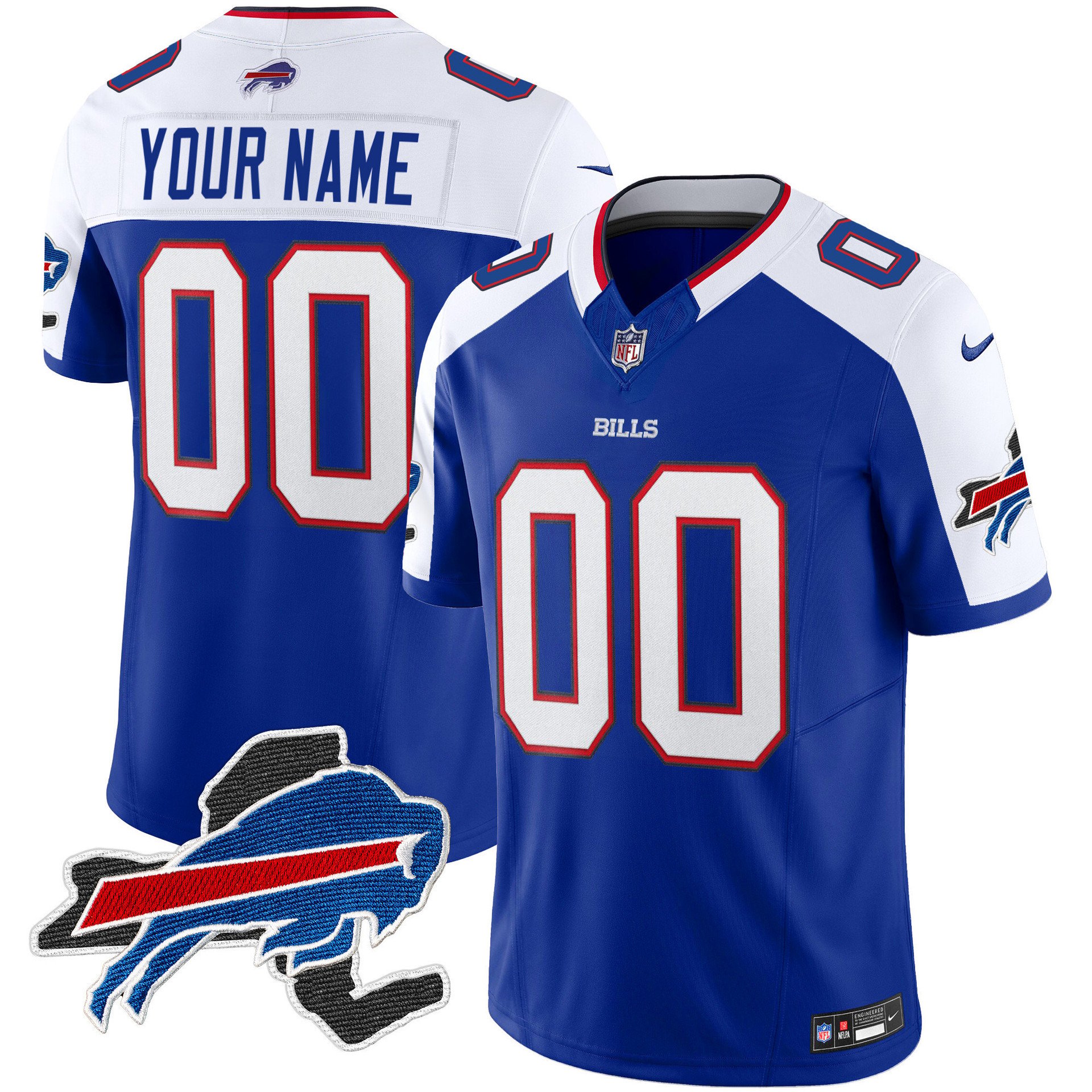 Bills New York Patch Vapor Limited Custom Jersey blue white