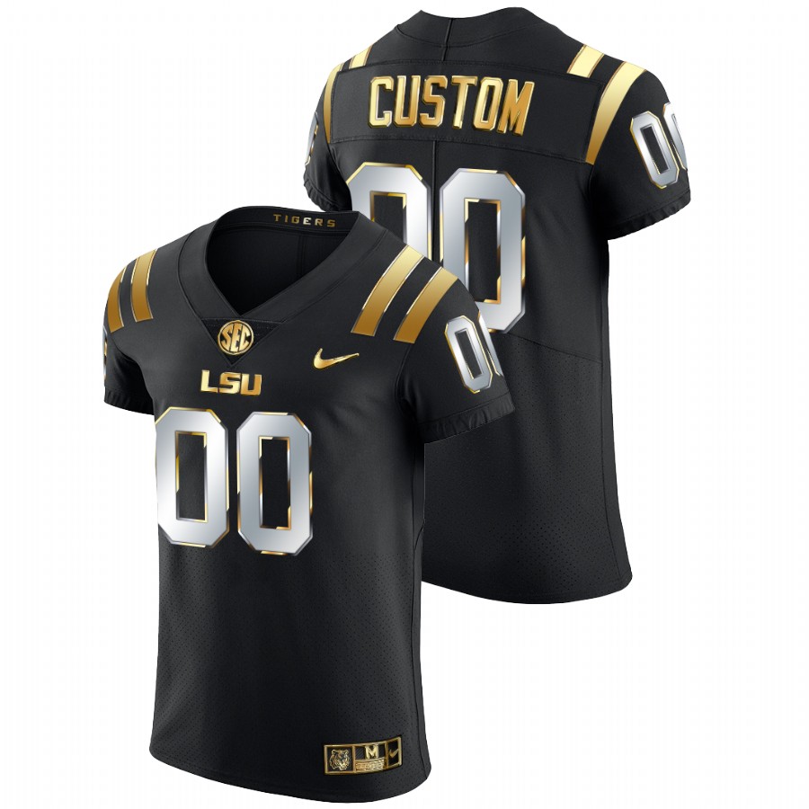 Black Men LSU Tigers Custom Golden Edition Elite Football Jersey