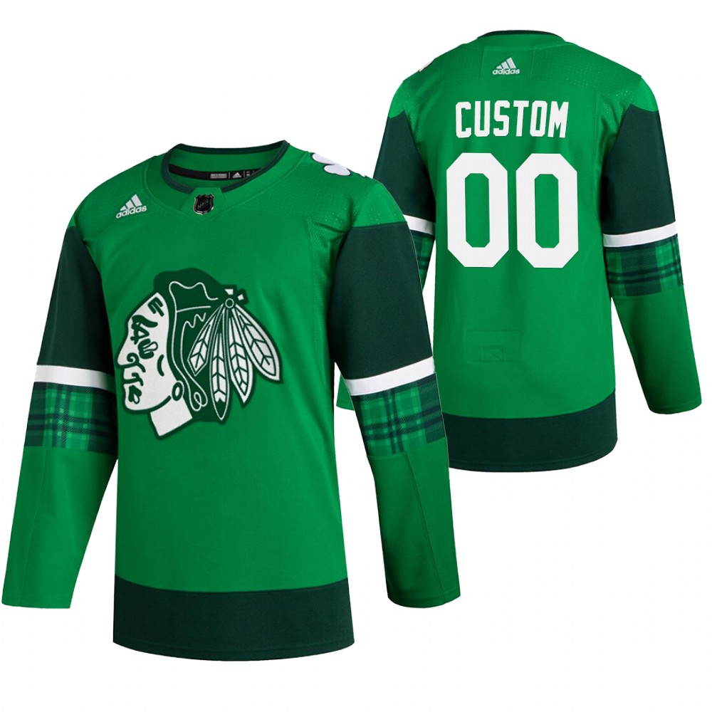 Blackhawks Custom 2020 St. Patrick's Day Green #00 Jersey