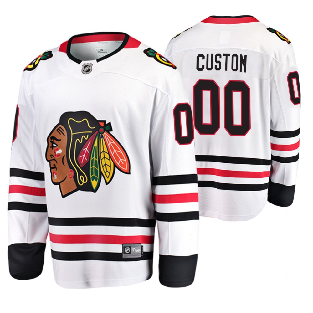 Blackhawks Custom White Away Breakaway Player Jersey