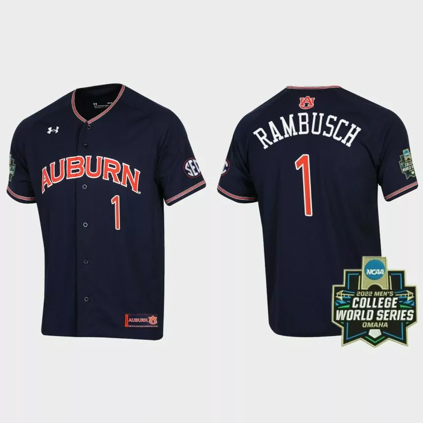 Blake Rambusch Auburn Tigers 2022 World Series Baseball Jersey – Navy
