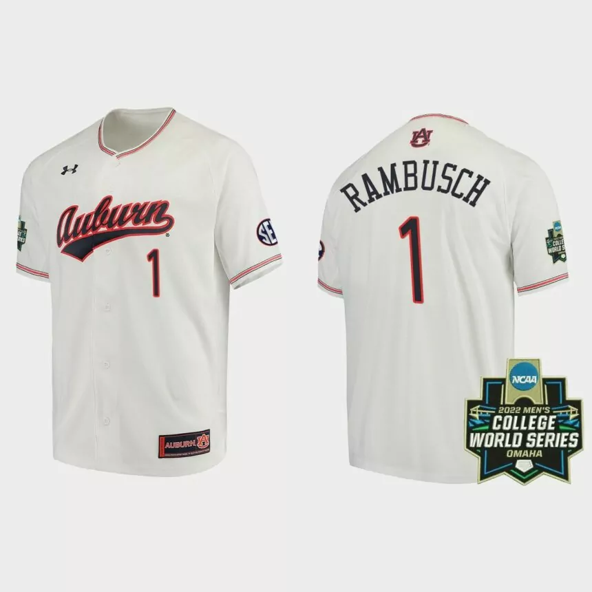 Blake Rambusch Auburn Tigers 2022 World Series Baseball Jersey – White