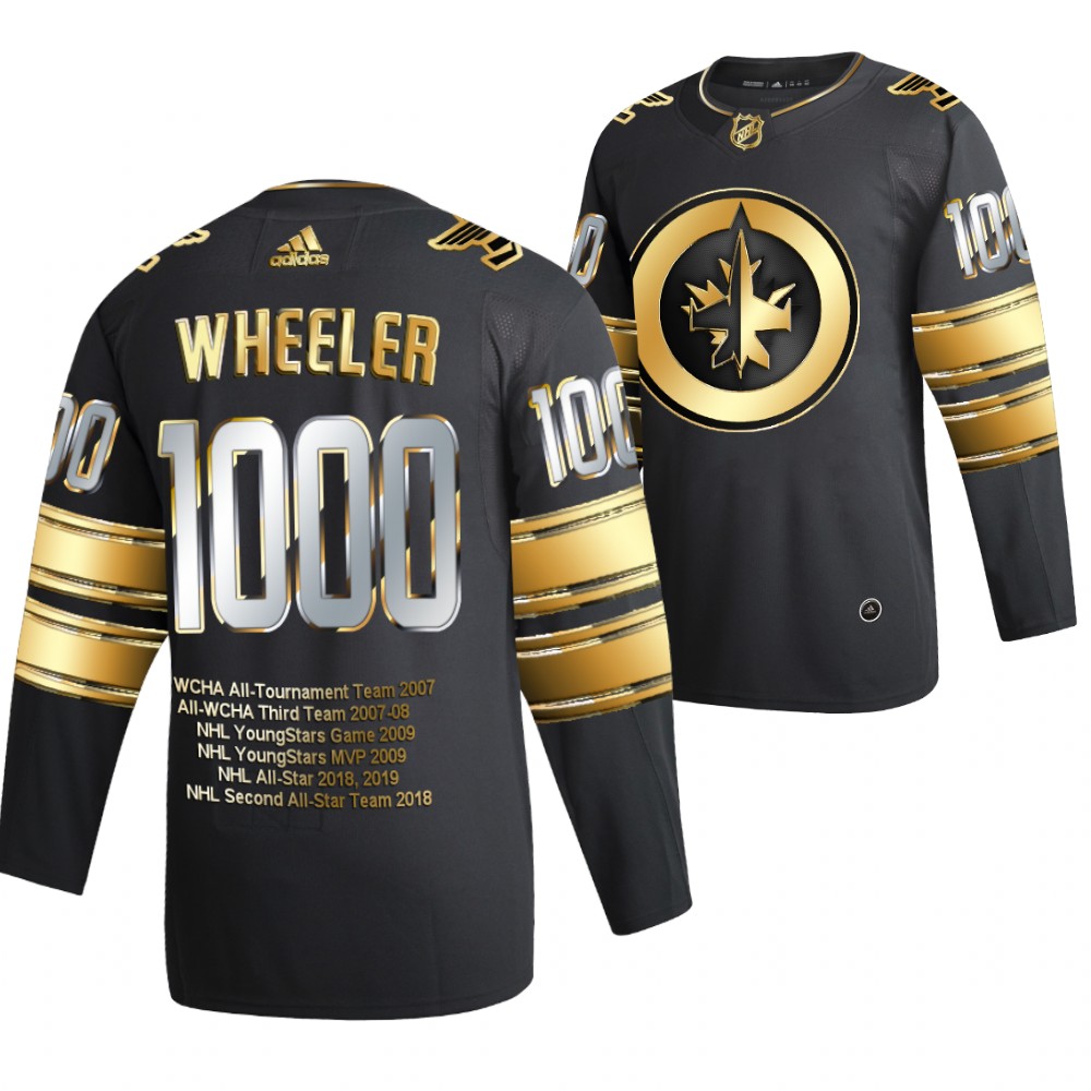 Blake Wheeler Career Awards Black Jets #26 Jersey Golden Commemorative