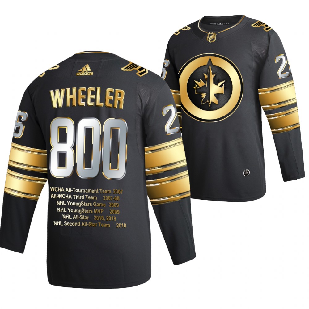 Blake Wheeler Winnipeg Jets Black 800 Career Points Jersey Golden Limited