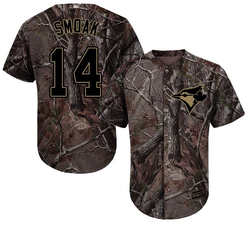 Blue Jays #14 Justin Smoak Camo Realtree Collection Cool Base Stitched Youth Baseball Jersey