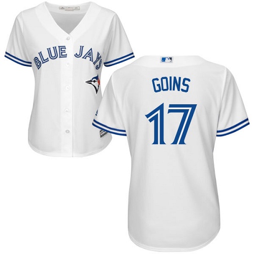 Blue Jays #17 Ryan Goins White Home Women's Stitched MLB Jersey