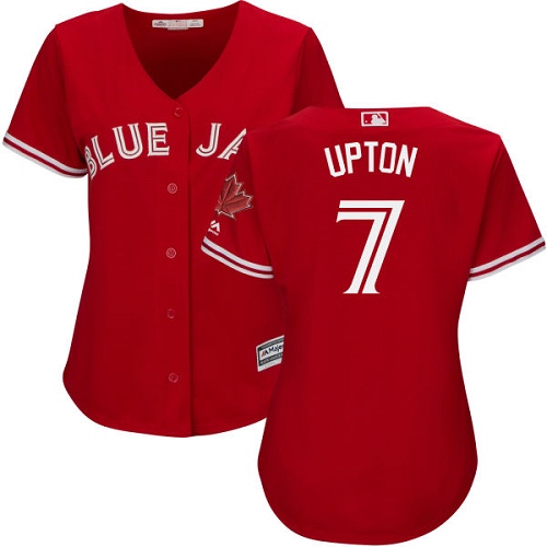 Blue Jays #7 B.J. Upton Red Canada Day Women's Stitched MLB Jersey