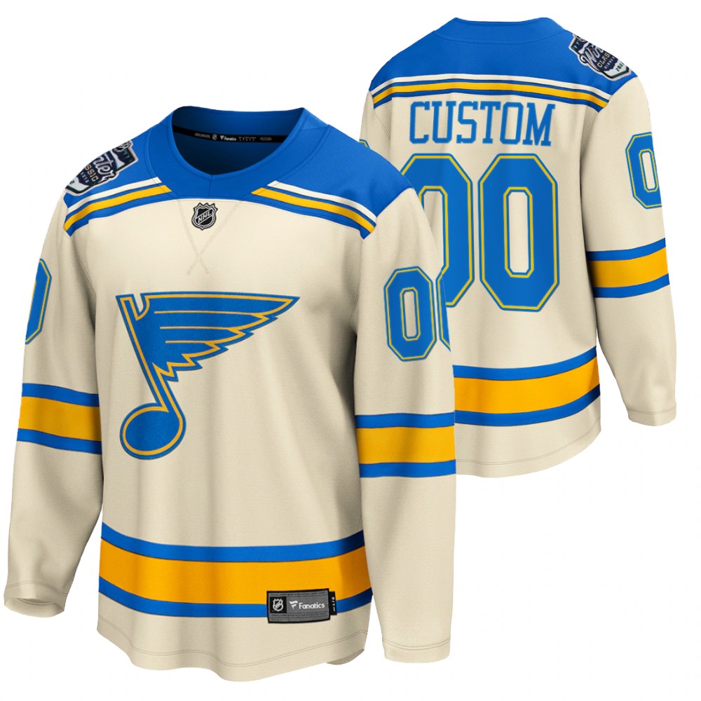 Blues #00 Custom Cream 2022 Winter Classic Jersey