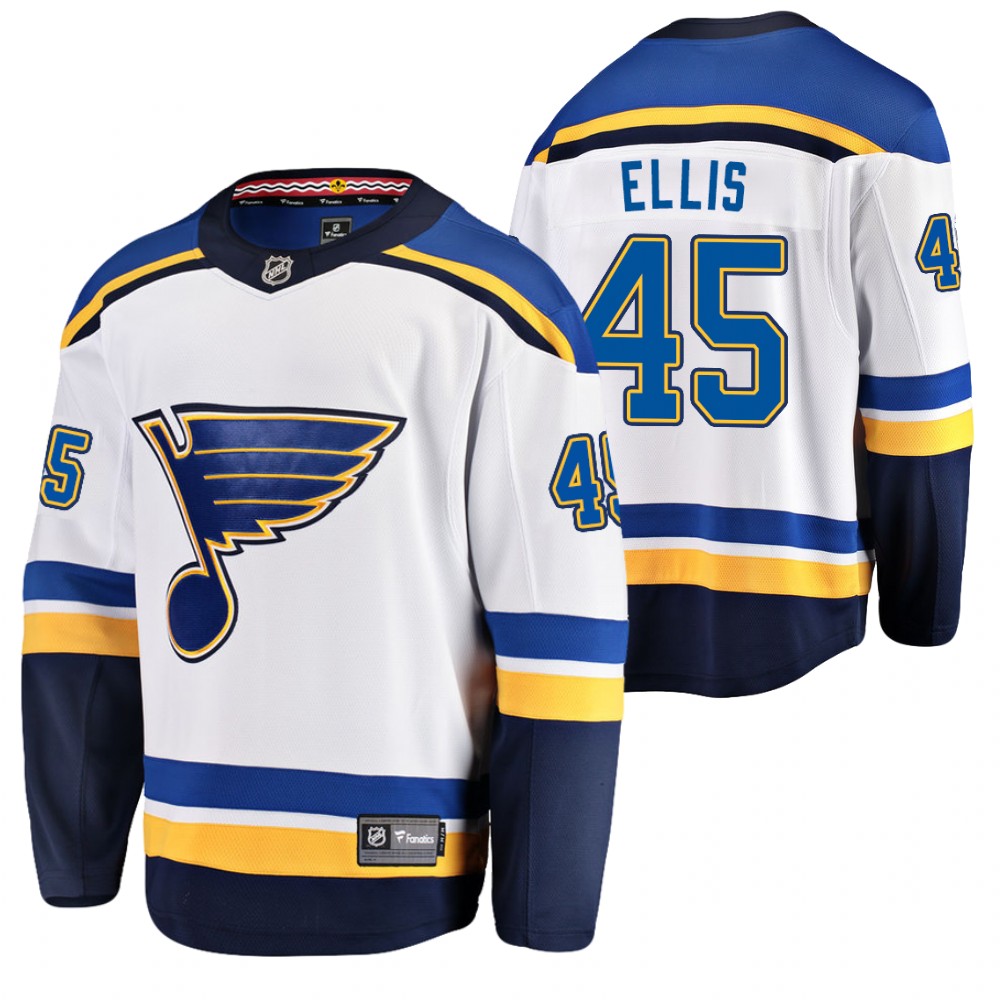 Blues #45 Colten Ellis White 2020-21 Away Jersey