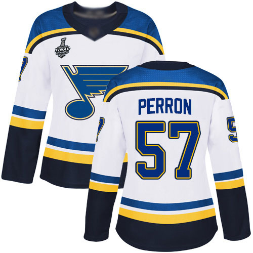 Blues #57 David Perron White Road Authentic Stanley Cup Final Bound Women's Stitched Hockey Jersey
