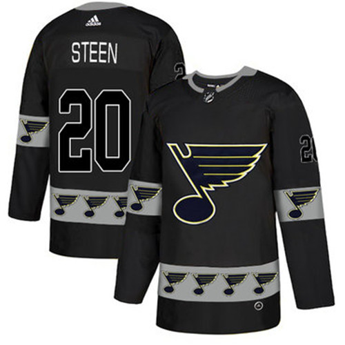 Blues 20 Alexander Steen Black Team Logos Fashion Adidas Jersey