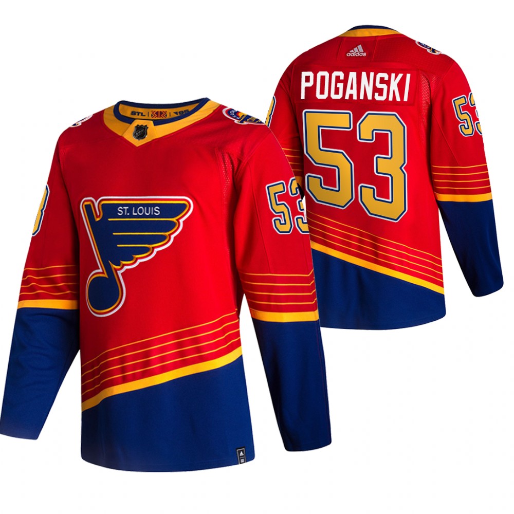 Blues 2021 Reverse Retro #53 Austin Poganski Red Jersey Special Edition Authentic