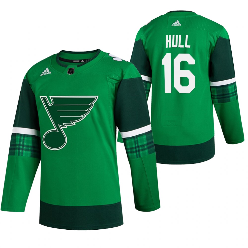 Blues Brett Hull 2020 St. Patrick's Day Green #16 Jersey Authentic Player