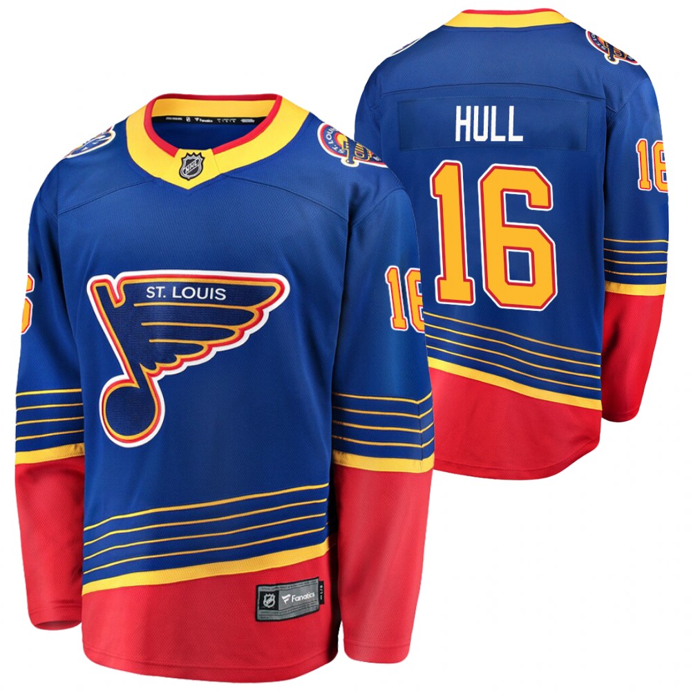 Blues Brett Hull Jersey Retro Blue Premier Breakaway Player Men's