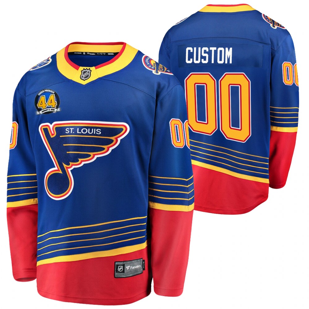 Blues Custom Jersey 44 Chris Pronger Patch Royal Prime Men