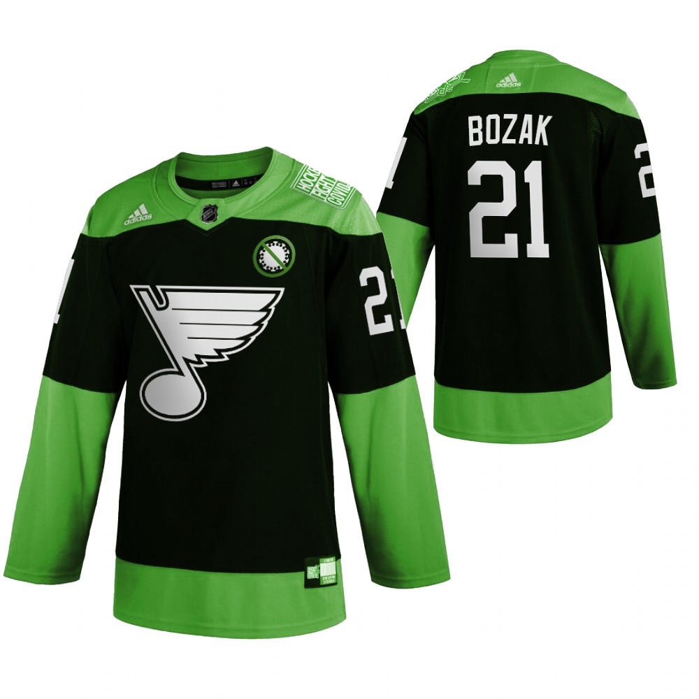 Blues Hockey Fight nCoV tyler bozak Green Jersey