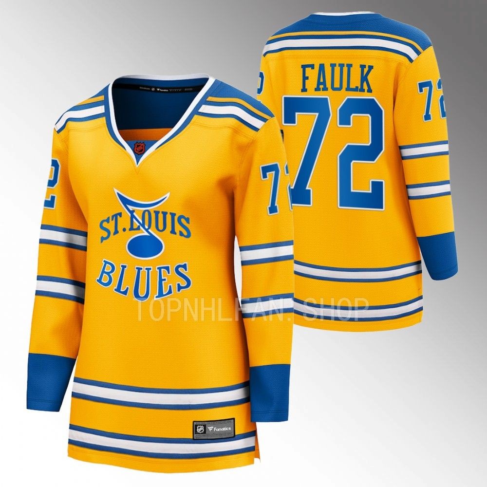 Blues Justin Faulk Special Edition 2.0 Yellow Breakaway Retro Women Jersey