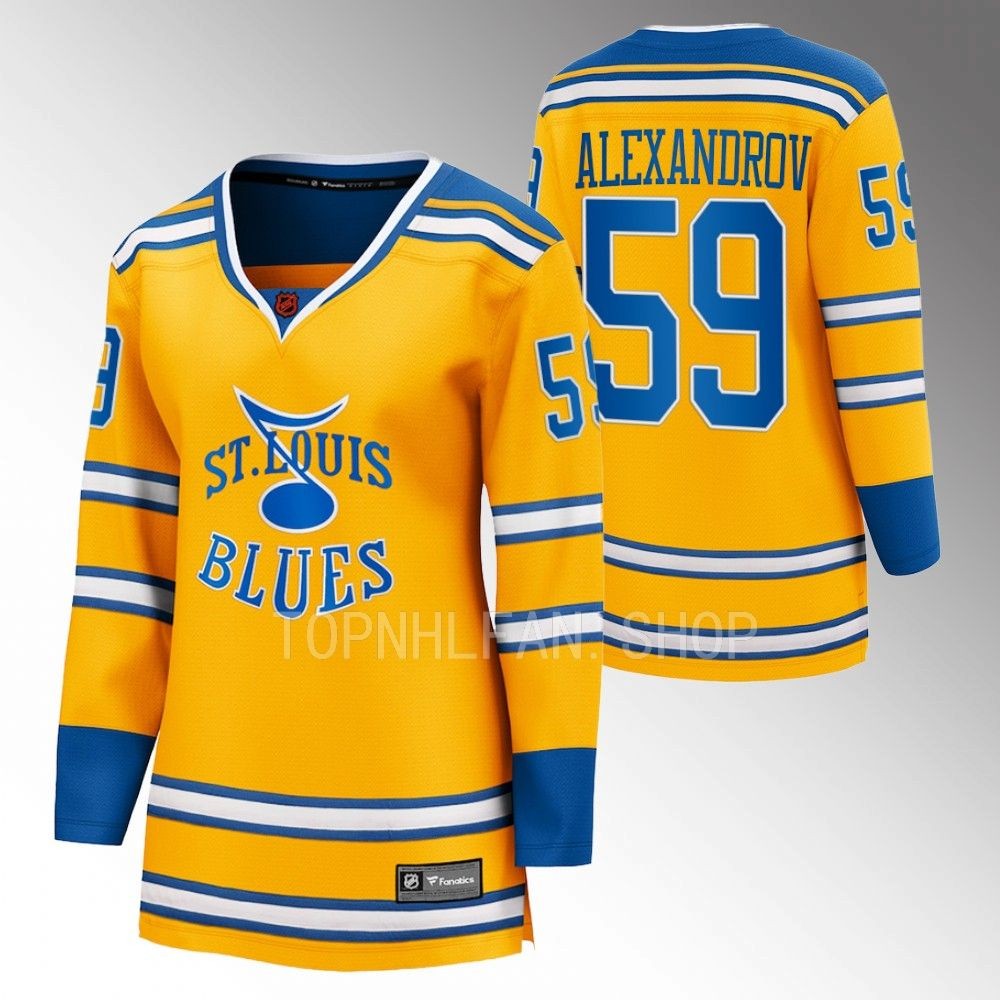 Blues Nikita Alexandrov Special Edition 2.0 Yellow Breakaway Retro Women Jersey
