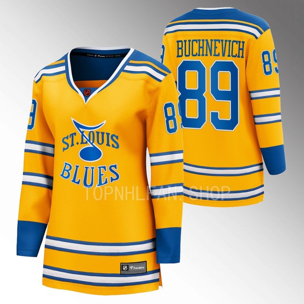 Blues Pavel Buchnevich Special Edition 2.0 Yellow Breakaway Retro Women Jersey