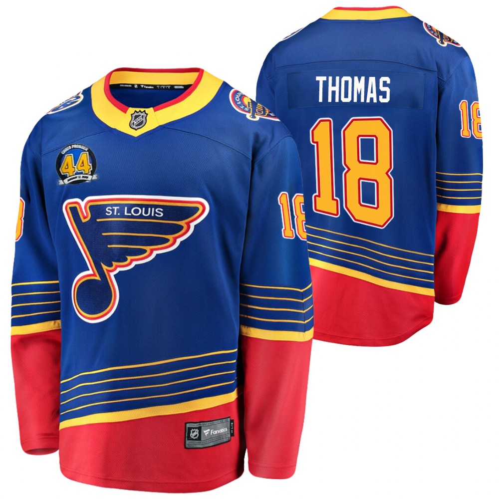 Blues Robert Thomas Jersey 44 Chris Pronger Patch Royal Prime Men