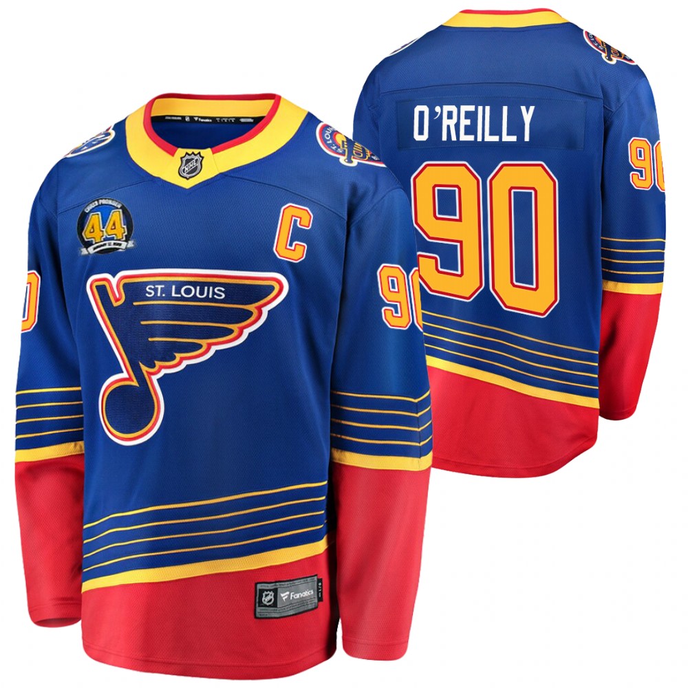 Blues Ryan O'Reilly Jersey 44 Chris Pronger Patch Royal Prime Men