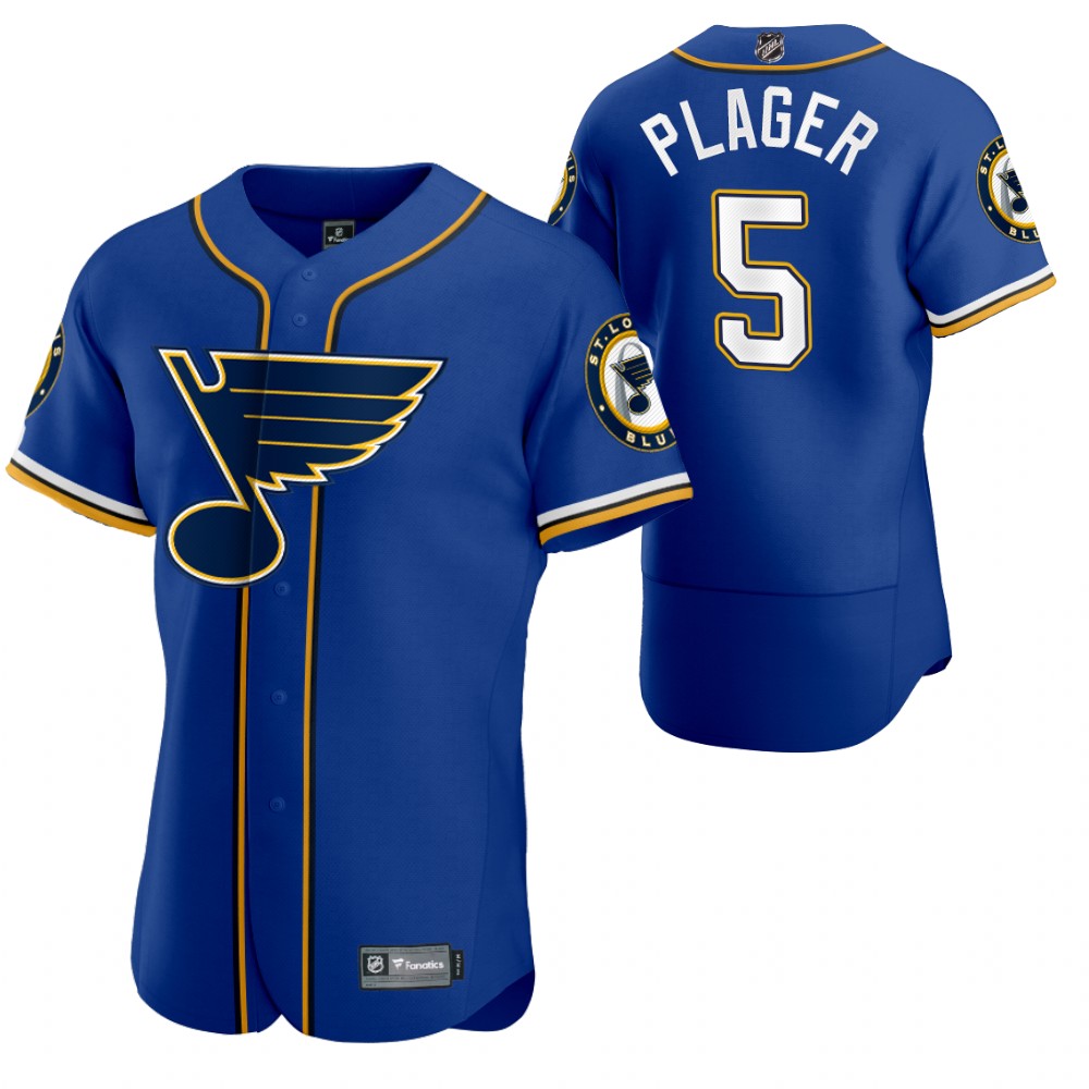 Bob Plager Blues 2020 NHL X MLB Crossover Baseball Jersey Royal