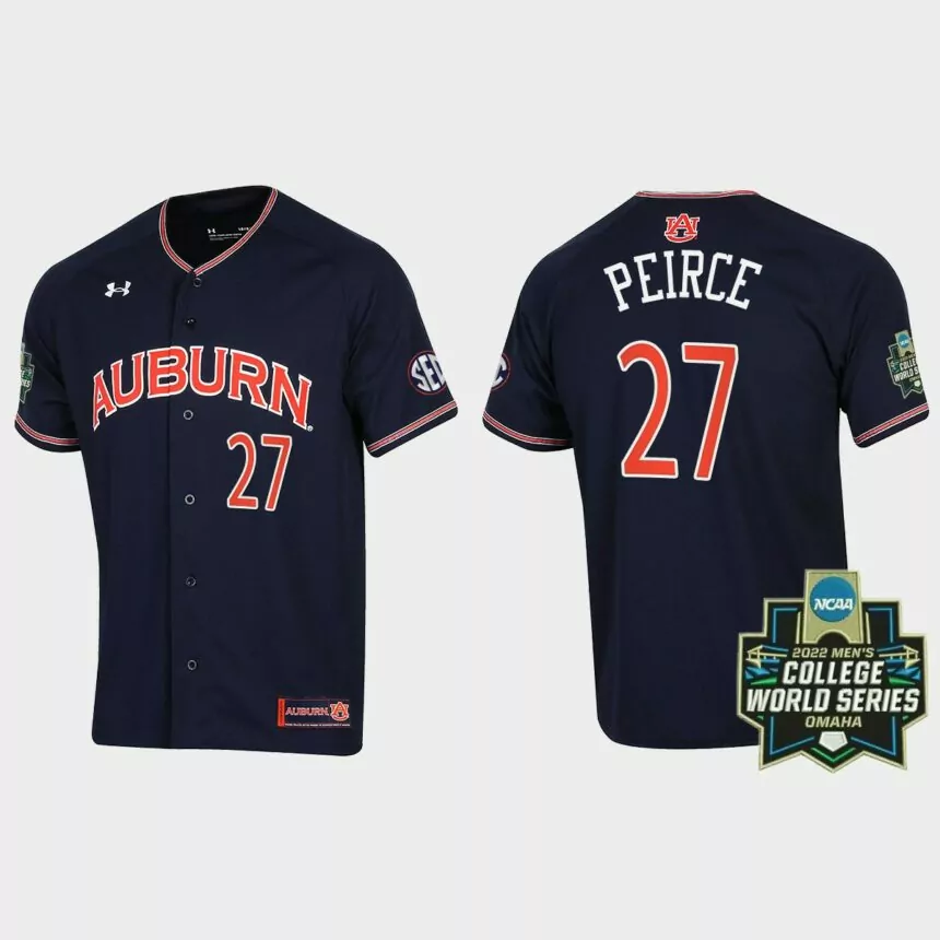 Bobby Peirce Auburn Tigers 2022 World Series Baseball Jersey – Navy