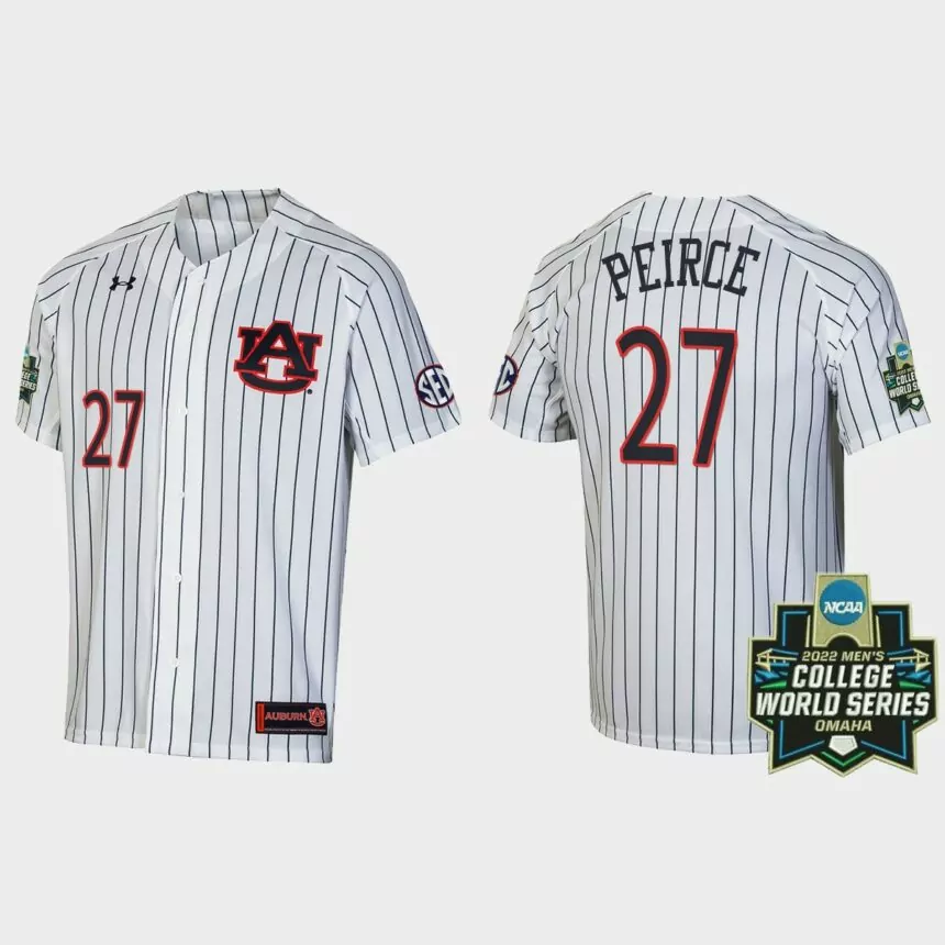 Bobby Peirce Auburn Tigers 2022 World Series Stripes Jersey – White