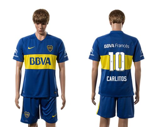 Boca Juniors #10 Carlitos Home Soccer Club Jersey