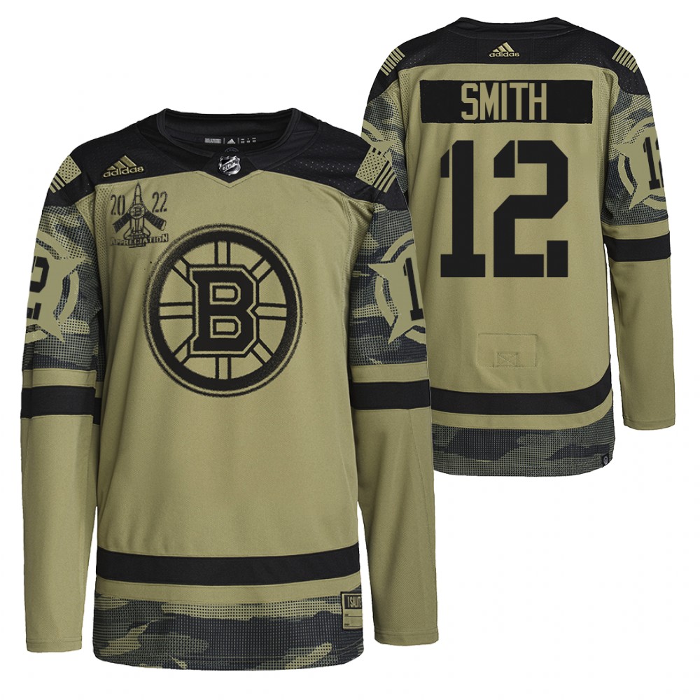 Boston Bruins Craig Smith Camo 2022 Military Appreciation Night Primegreen Authentic Jersey