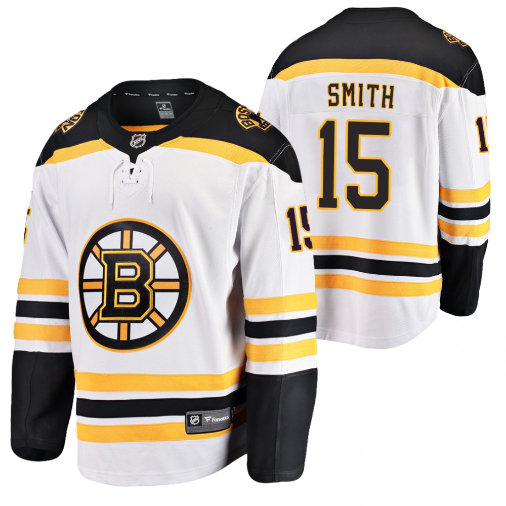 Boston Bruins Craig Smith White 2020-21 Away Breakaway Player Jersey