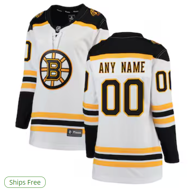 Boston Bruins Fanatics Women's Away Breakaway Custom Jersey - White