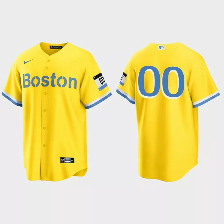 Boston Red Sox Custom 2021 City Connect Replica Jersey – Gold Light Blue