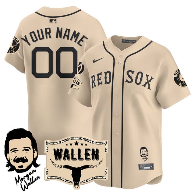 Boston Red Sox Morgan Wallen 2025 Custom Jersey - All Stitched Men Cream Limited custom