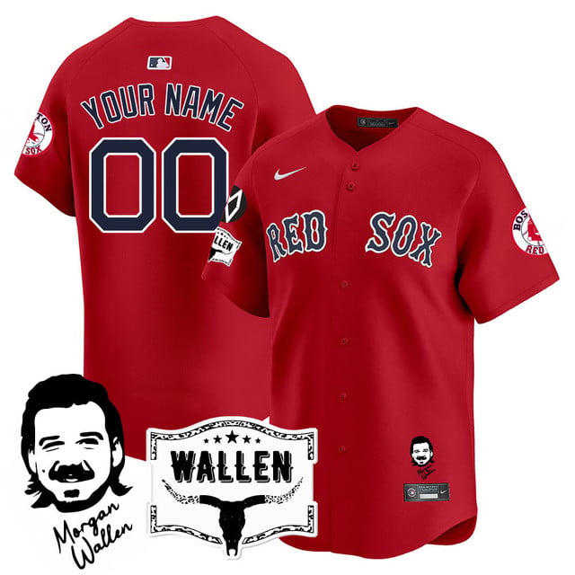Boston Red Sox Morgan Wallen 2025 Custom Jersey - All Stitched Men Red custom