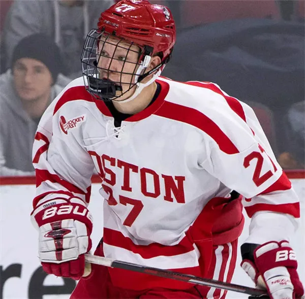 Boston University Terriers #27 Brady Tkachuk 2018 Retro Home White Hockey Jersey 