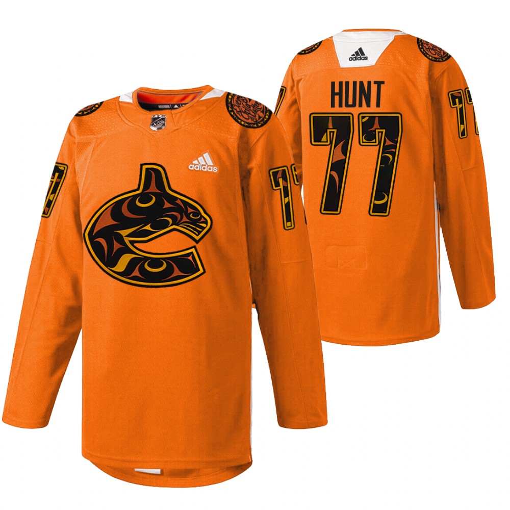 Brad Hunt Vancouver Canucks Orange 2022 First Nations Night Jersey Every Child Matters